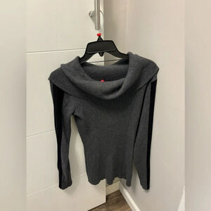 Love Scarlett Women’s Gray Cowl Neck Sweater Size M Black Stripe Long Sleeve